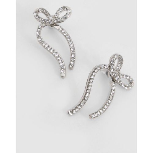 Silver Embellished Bow Earrings - - boohoo - Modalova