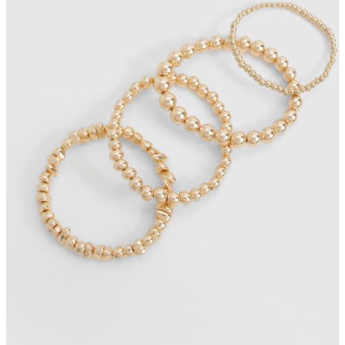 Lot De 4 Bracelets Dorés À Perles - One Size - boohoo - Modalova
