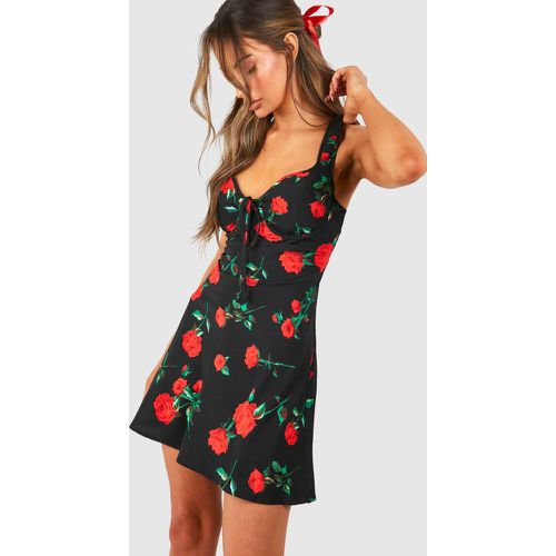 Robe Nuisette Satinée À Imprimé Rose - boohoo - Modalova