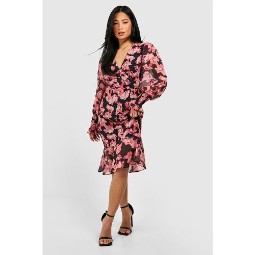 Petite" - Robe Mi-Longue Fleurie À Volants - 34 - boohoo - Modalova