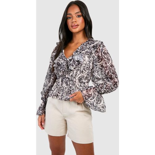 Blouse Fleurie À Volants - 36 - boohoo - Modalova