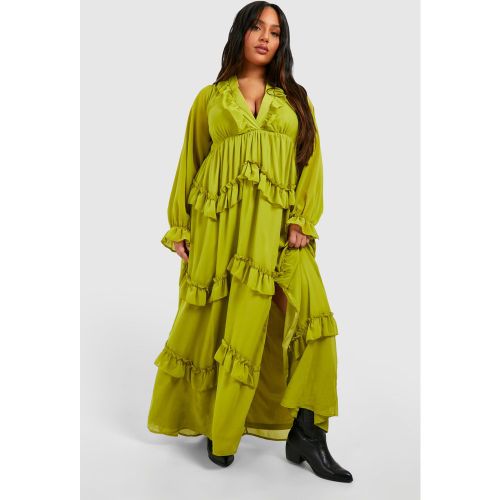 Grande Taille - Robe Longue À Volants - 46 - boohoo - Modalova