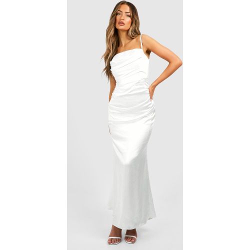 Robe Longue Satinée À Col Carré - 42 - boohoo - Modalova