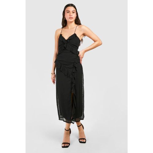 Robe Longue En Mousseline De Soie À Volants - 34 - boohoo - Modalova
