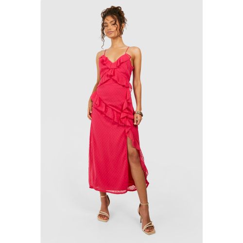 Robe Longue En Mousseline De Soie À Volants - 42 - boohoo - Modalova