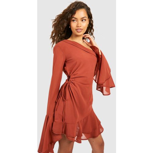 Robe Courte En Mousseline De Soie À Manches Longues - 36 - boohoo - Modalova