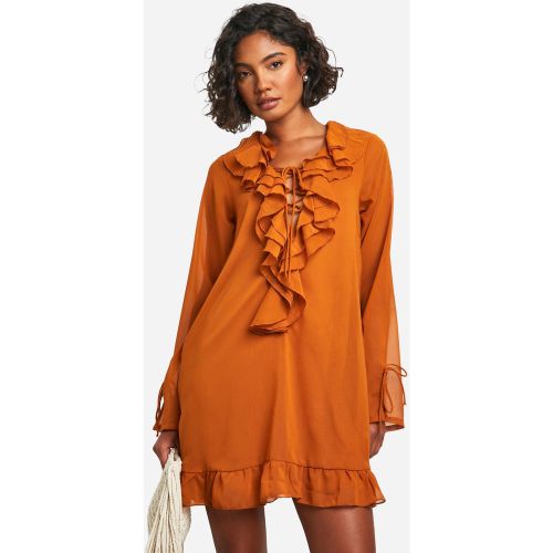 Tall" - Robe Courte En Mousseline De Soie À Volants - 36 - boohoo - Modalova