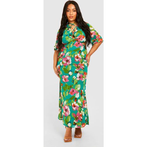 Grande Taille - Robe Mi-Longue Fleurie À Manches Longues - 44 - boohoo - Modalova