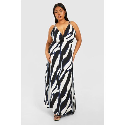 Plus" Woven Zebra Print Strappy V Neck Maxi Dress - boohoo - Modalova
