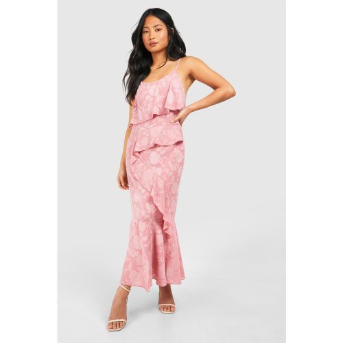 Petite" - Robe Mi-Longue Fleurie À Volants - 38 - boohoo - Modalova