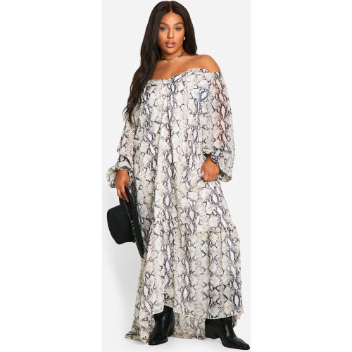 Grande Taille - Robe Mi-Longue Serpent À Col Noué - 46 - boohoo - Modalova