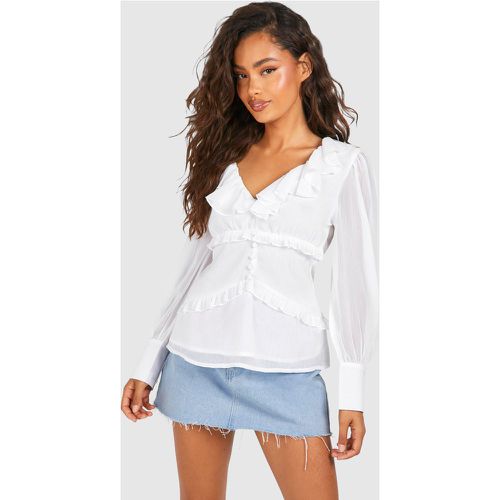 Blouse Volantée En Mousseline De Soie - 38 - boohoo - Modalova