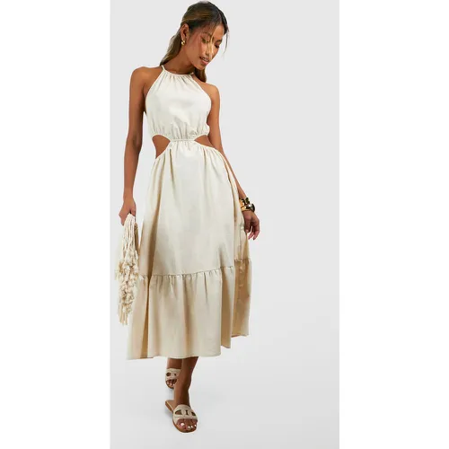 Linen Cut Out Waist Midaxi Dress - Blanc Écru - 10, Blanc Écru - boohoo - Modalova