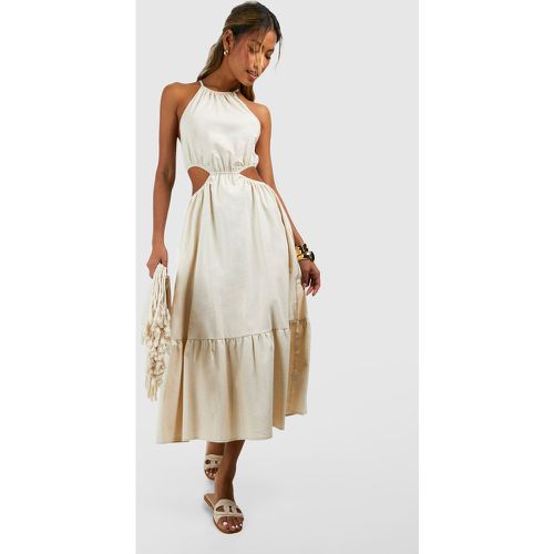 Linen Cut Out Waist Midaxi Dress - Blanc Écru - 10, Blanc Écru - boohoo - Modalova
