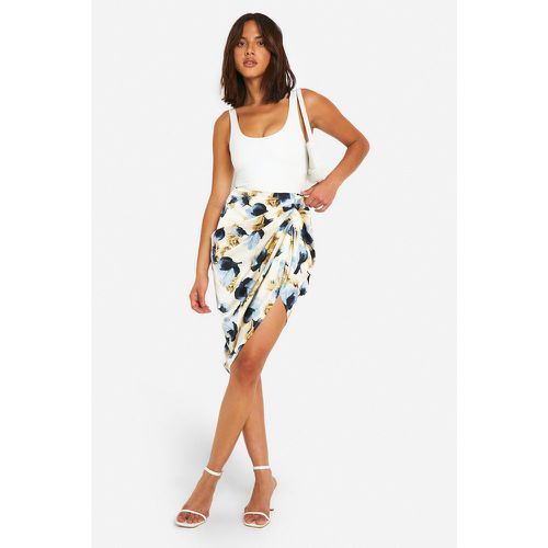 Jupe Mi-Longue Satinée Fleurie - 40 - boohoo - Modalova