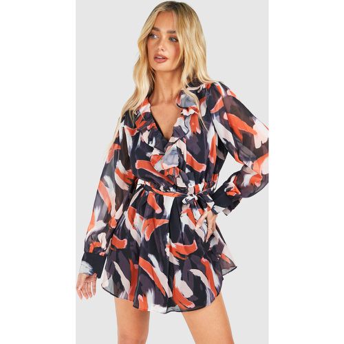 Robe Patineuse À Ceinture Et Volants - 36 - boohoo - Modalova