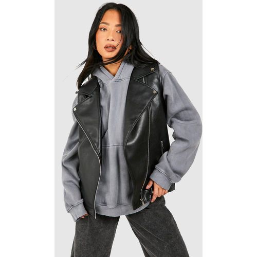 Petite" Faux Leather Sleeveless Biker Jacket - boohoo - Modalova