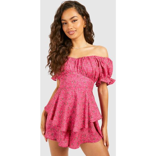 Combishort Satiné À Col Bateau - 36 - boohoo - Modalova