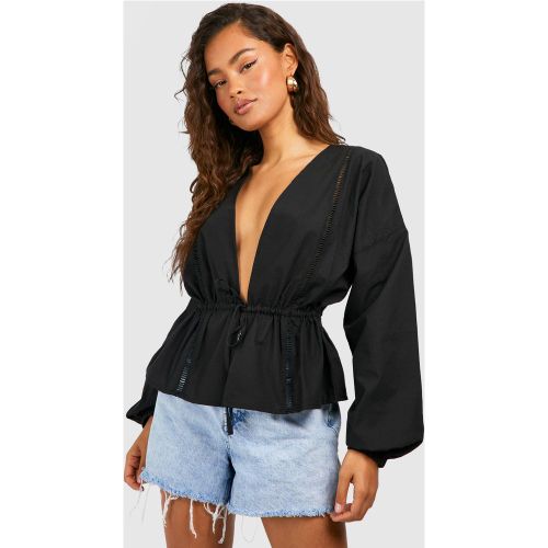 Blouse Nouée En Coton - 34 - boohoo - Modalova