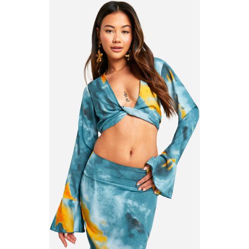 Crop Top Tie Dye - Bleu - 36, Bleu - boohoo - Modalova
