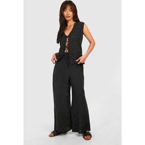 Pantalon Droit Brodé - 38 - boohoo - Modalova