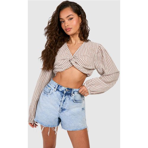 Crop Top Torsadé À Rayures - 40 - boohoo - Modalova