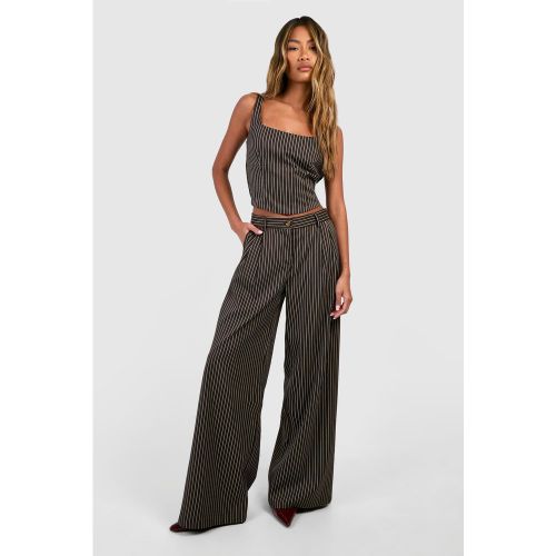 Pantalon Large Texturé À Rayures Fines - 34 - boohoo - Modalova