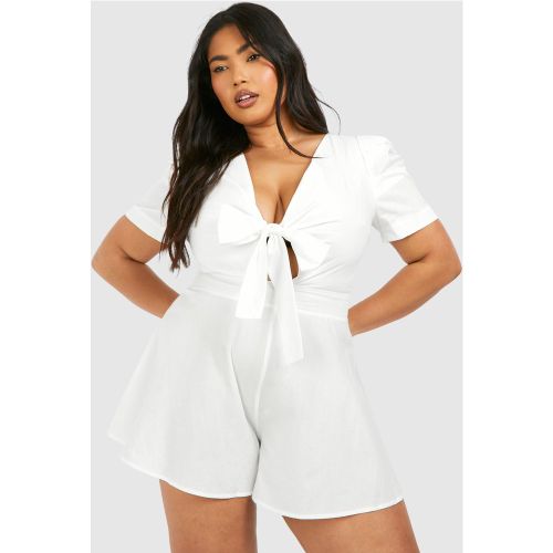 Grande Taille - Combishort Noué En Coton - 46 - boohoo - Modalova