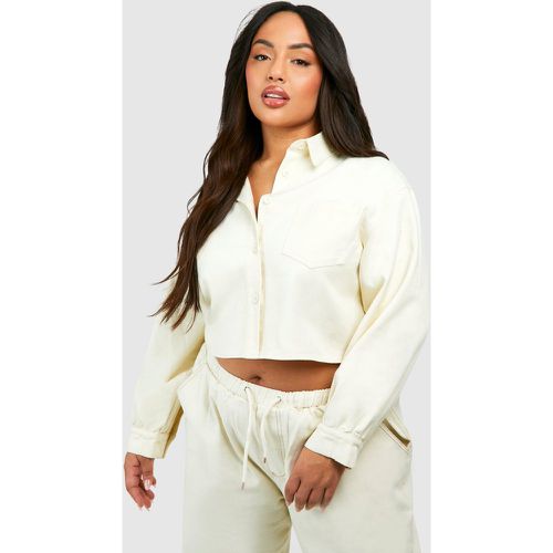 Grande Taille - Chemise Longue Courte En Jean - Blanc Écru - 46, Blanc Écru - boohoo - Modalova