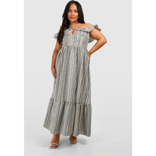 Grande Taille - Robe Longue Froncée À Dos Nu Et Rayures - 44 - boohoo - Modalova
