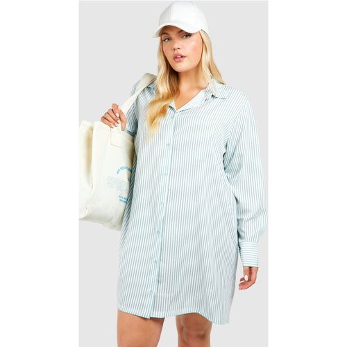 Grande Taille - Robe Chemise À Rayures Et Épaules Dénudées - 46 - boohoo - Modalova