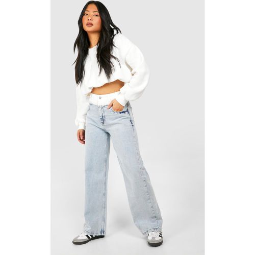 Petite" Contrast Waistband Srtaight Leg Jeans - boohoo - Modalova