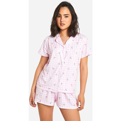 Ensemble De Pyjama À Imprimé Cerise Avec Short - 34 - boohoo - Modalova