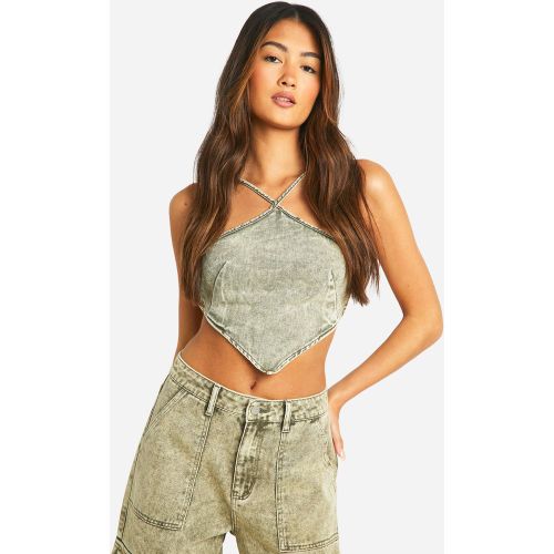Crop Top En Jean - 34 - boohoo - Modalova