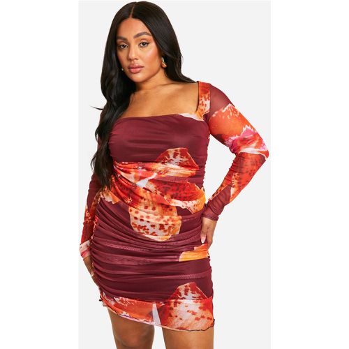 Grande Taille - Robe Moulante Froncée En Mesh - 44 - boohoo - Modalova