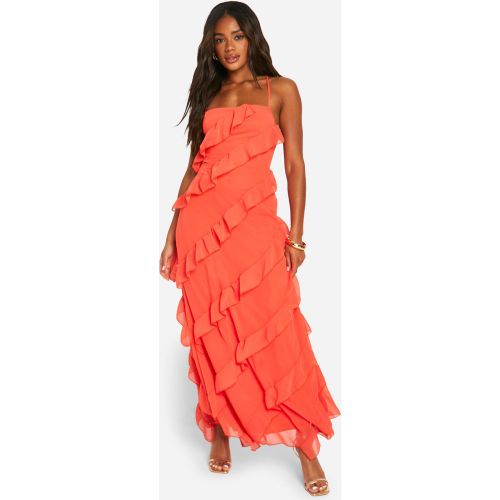 Robe Longue En Mousseline De Soie À Volants - 36 - boohoo - Modalova