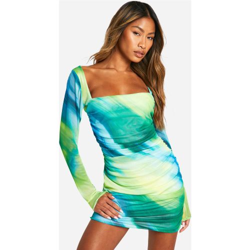 Robe Moulante Imprimée À Col Carré - 38 - boohoo - Modalova