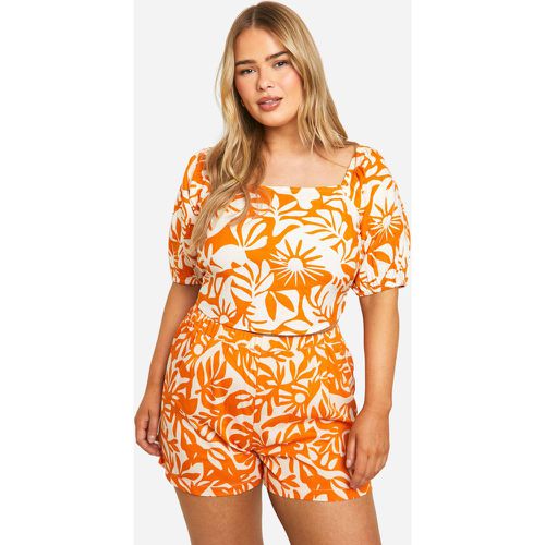 Grande Taille - Short À Imprimé Tropical - 50 - boohoo - Modalova