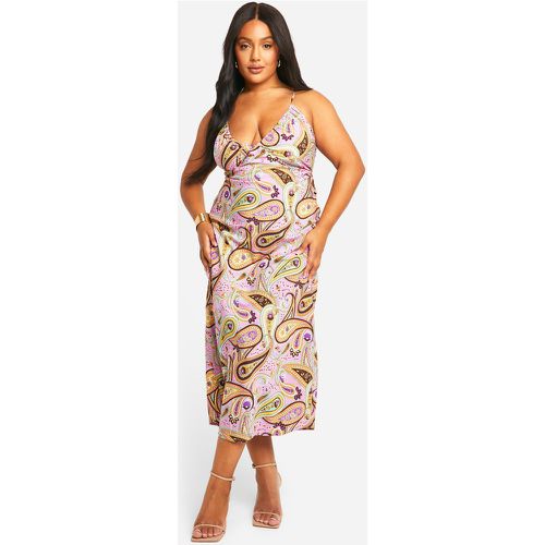 Grande Taille - Robe Mi-Longue À Bretelles Et Motif Cachemire - 44 - boohoo - Modalova