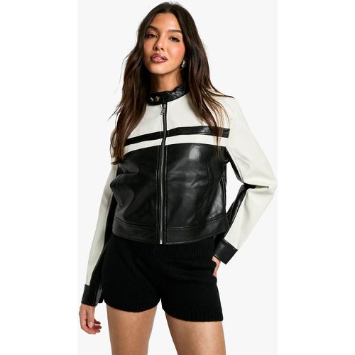 Veste Moto Enduit À Détail Contrastant - 34 - boohoo - Modalova