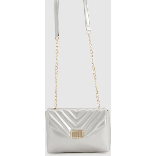 Silver Quilted Cross Body Bag - - boohoo - Modalova