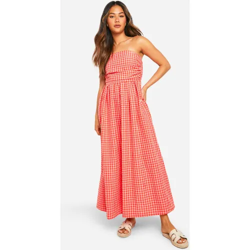 Robe Mi-Longue Froncée À Carreaux - 36 - boohoo - Modalova