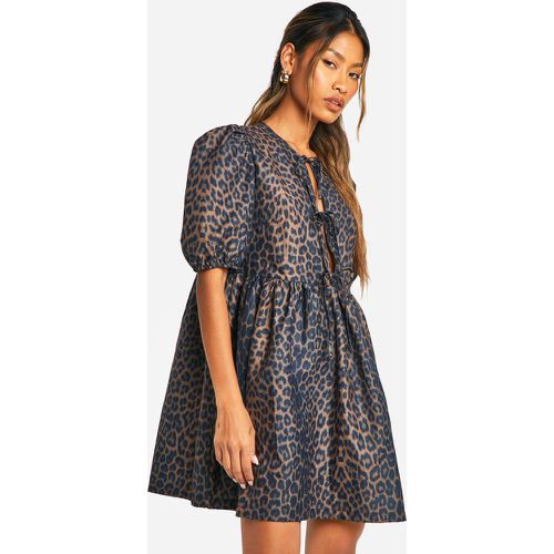 Robe Courte Nouée À Imprimé Léopard - 38 - boohoo - Modalova