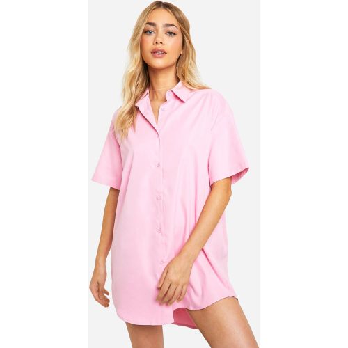 Robe Chemise En Popeline À Manches Courtes - 36 - boohoo - Modalova