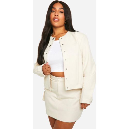 Grande Taille - Bomber Texturé - Blanc Écru - 44, Blanc Écru - boohoo - Modalova