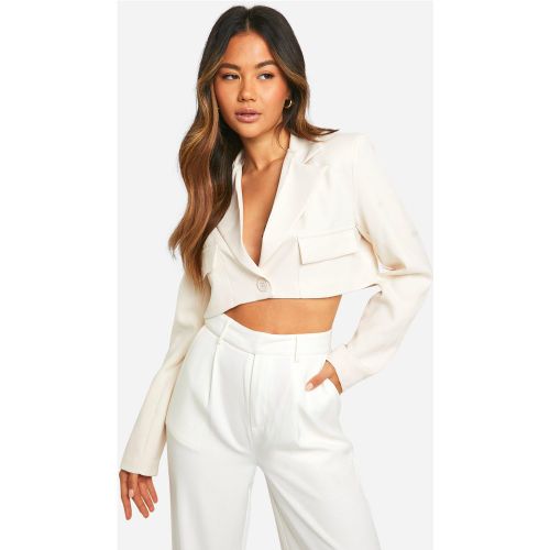 Blazer De Costume À Poches - Blanc Écru - 38, Blanc Écru - boohoo - Modalova