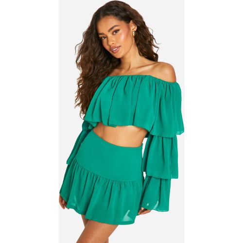 Ensemble Avec Crop Top À Manches Évasées Et Mini-Jupe - / - 34, / - boohoo - Modalova