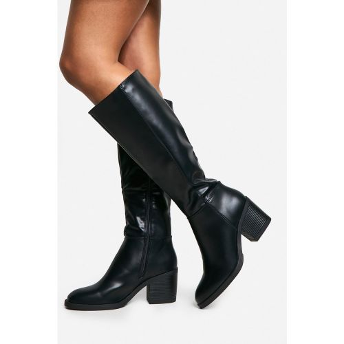 Bottes Hautes À Talon Carré - Pointure Large - 37 - boohoo - Modalova