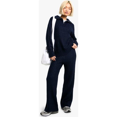 Ensemble Oversize Côtelé Avec Pull Zippé Et Pantalon Large - S - boohoo - Modalova