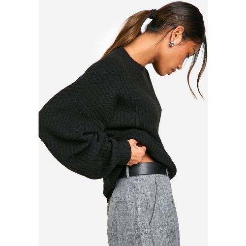 Pull En Maille Côtelée Douce À Manches Bouffantes - L - boohoo - Modalova